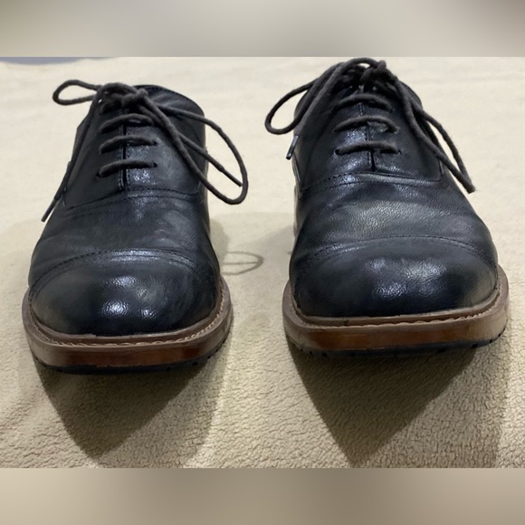 Charcoal Perry Ellis Portfolio Derby Brogue Cap-toe almost-black Dress Shoes GUC - Picture 5 of 16